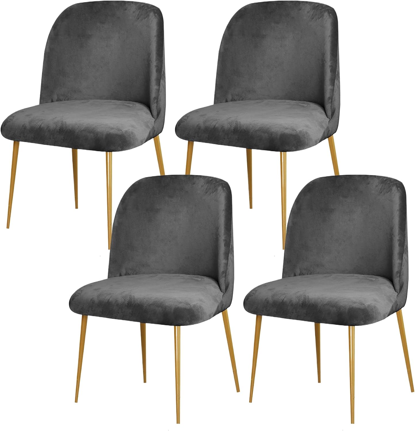 Velvet Curved Back Chair Covers: Dining Room Chair Cover Set of 4, Mid Century Modern Dining Chair Cover Stretch Armless Chair Slipcover for Home, Chairs Protector Seat Covers Slipcovers (Gray)