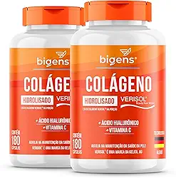 Colágeno Hidrolisado Verisol com Ácido Hialurônico e Vitamina C, Biogens, Kit 2x 180 caps