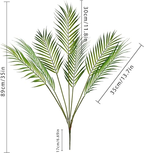 Miniatura 6 de Uieke Plantas de hojas de palma artificiales de 35 pulgadas, palmera falsa grande con 7 hojas, hojas tropicales, palmeras fronds, plantas verdes