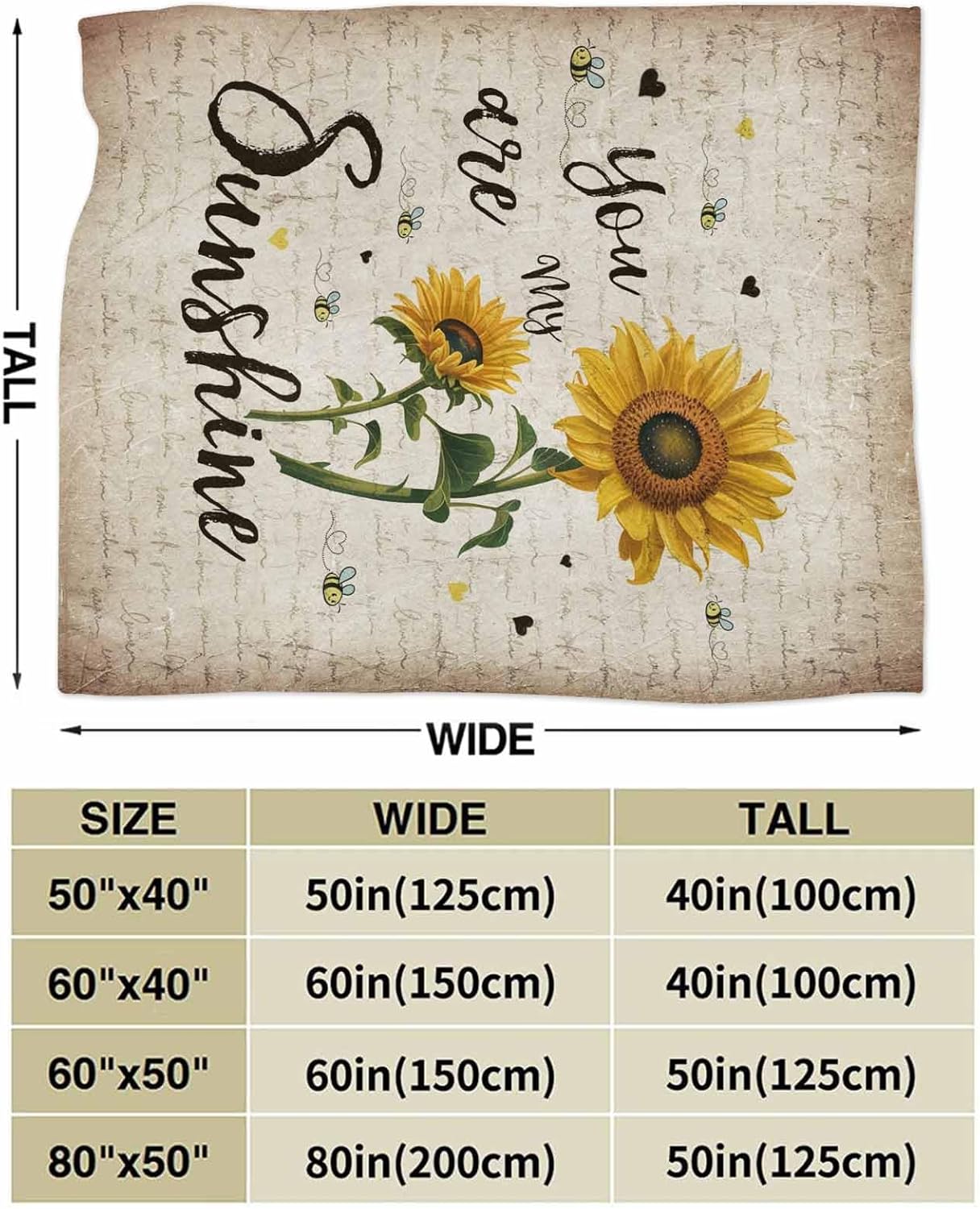 Farm Sunflower Flannel Fleece Throw Blanket,Watercolor Sunflower Soft Throw Blankets for Couch Sofa,You are My Sunshine Luxury Fuzzy Fleece Bed Blanket All-Season TV Blanket for Bedroom 50x80in
