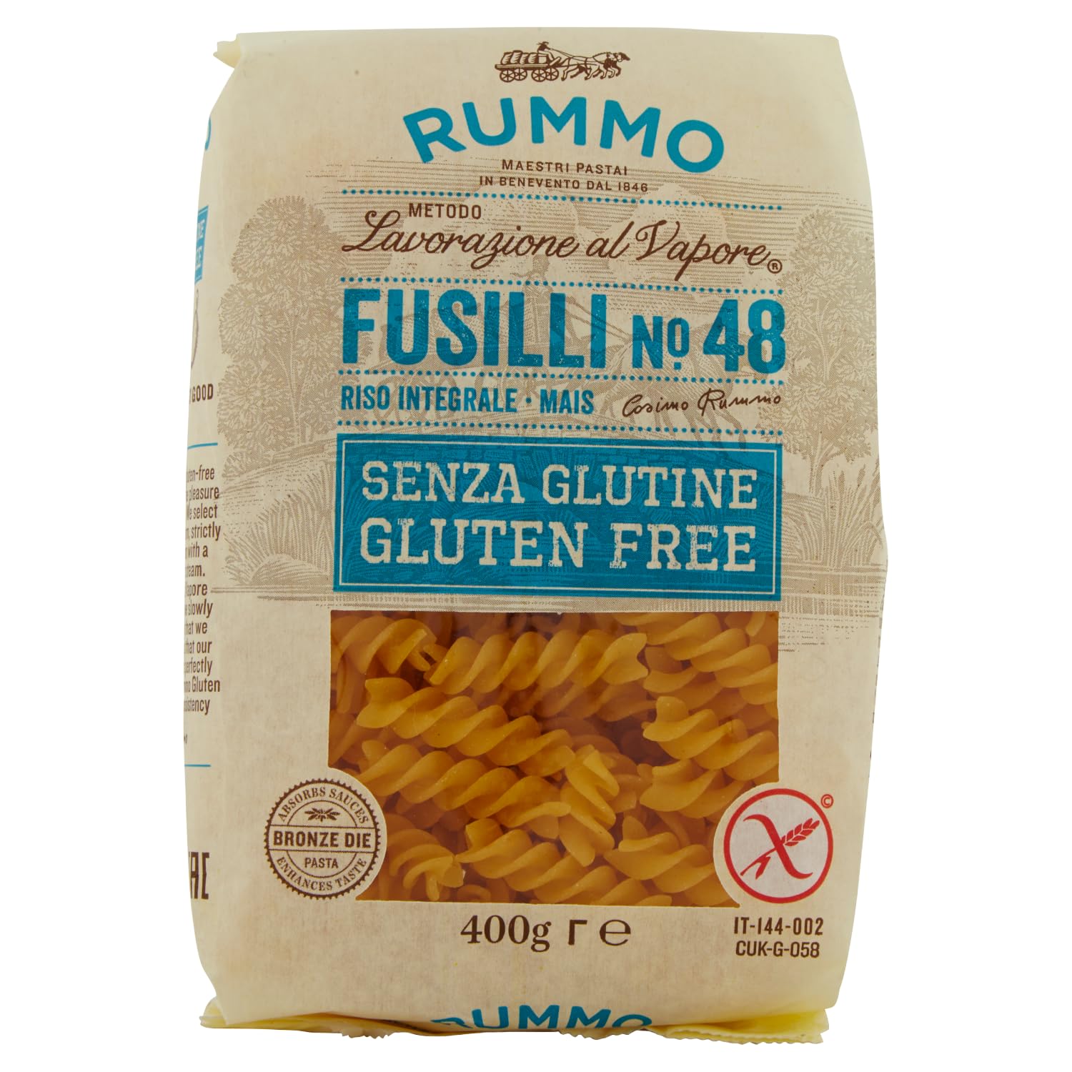 Rummo Glutenfreie Pasta Testpaket 18×400g Spaghetti, Linguine, Stelline, Fusilli,Mezzi Rigatoni, Elicoidali, Mezze Penne, Penne,Gnocchi Mais Vollkornreis + Beni Culinari Kostenloser Schlüsselanhänger