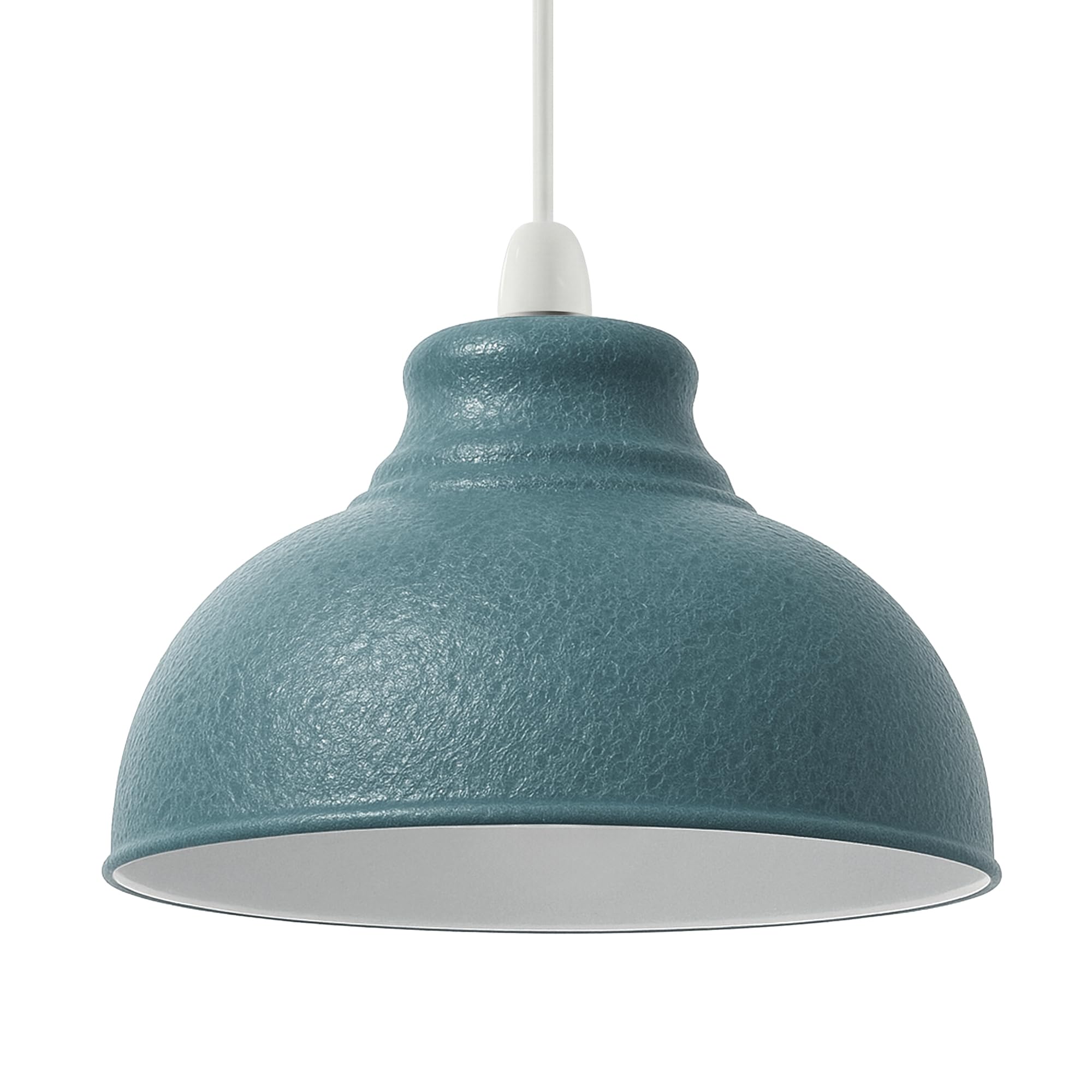 Retro Light Shade Ceiling, Curvy Metal Textured Lampshades for Ceiling Lights,Industrial Easy Fit Pendant Lamp Shades for Table Lamps,Living Room, Bedroom,Hallway, Home Décor (Cyan Blue)