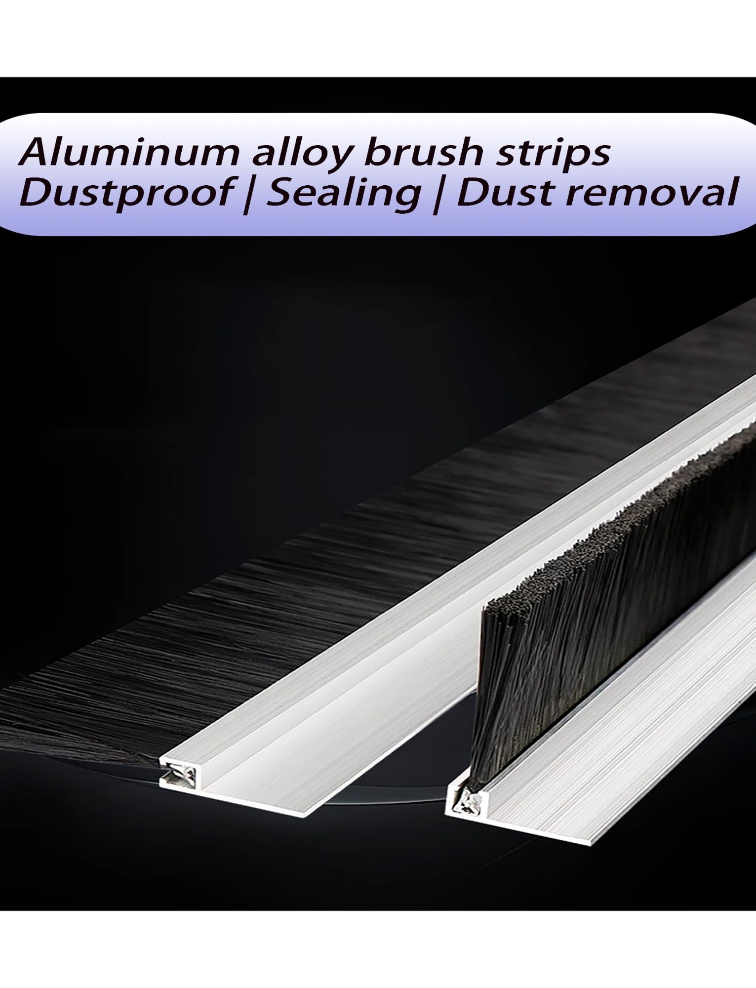 Szczotka paskowa, Uszczelka szczotkowa z nylonu aluminiowego z rowkiem w kształcie litery T, różne rozmiary(Height 2.4"/60mm)