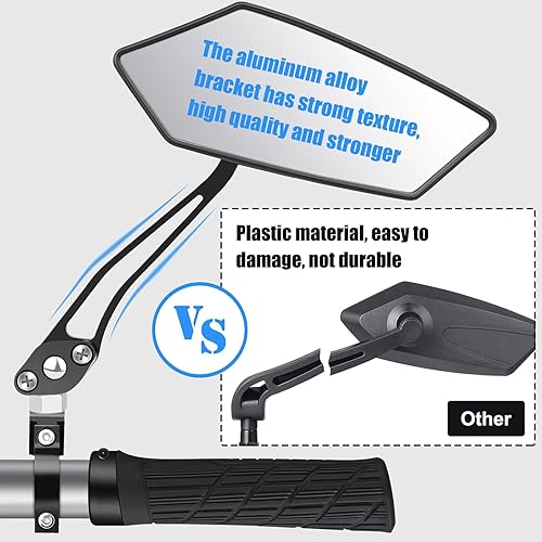 Miniatura 5 de Diyife Espejo de Bicicleta 1 Par, [Nueva Versión] Espejo Retrovisor de Manillar Grande de Gran Ángulo HD, Accesorios de Espejo Retrovisor