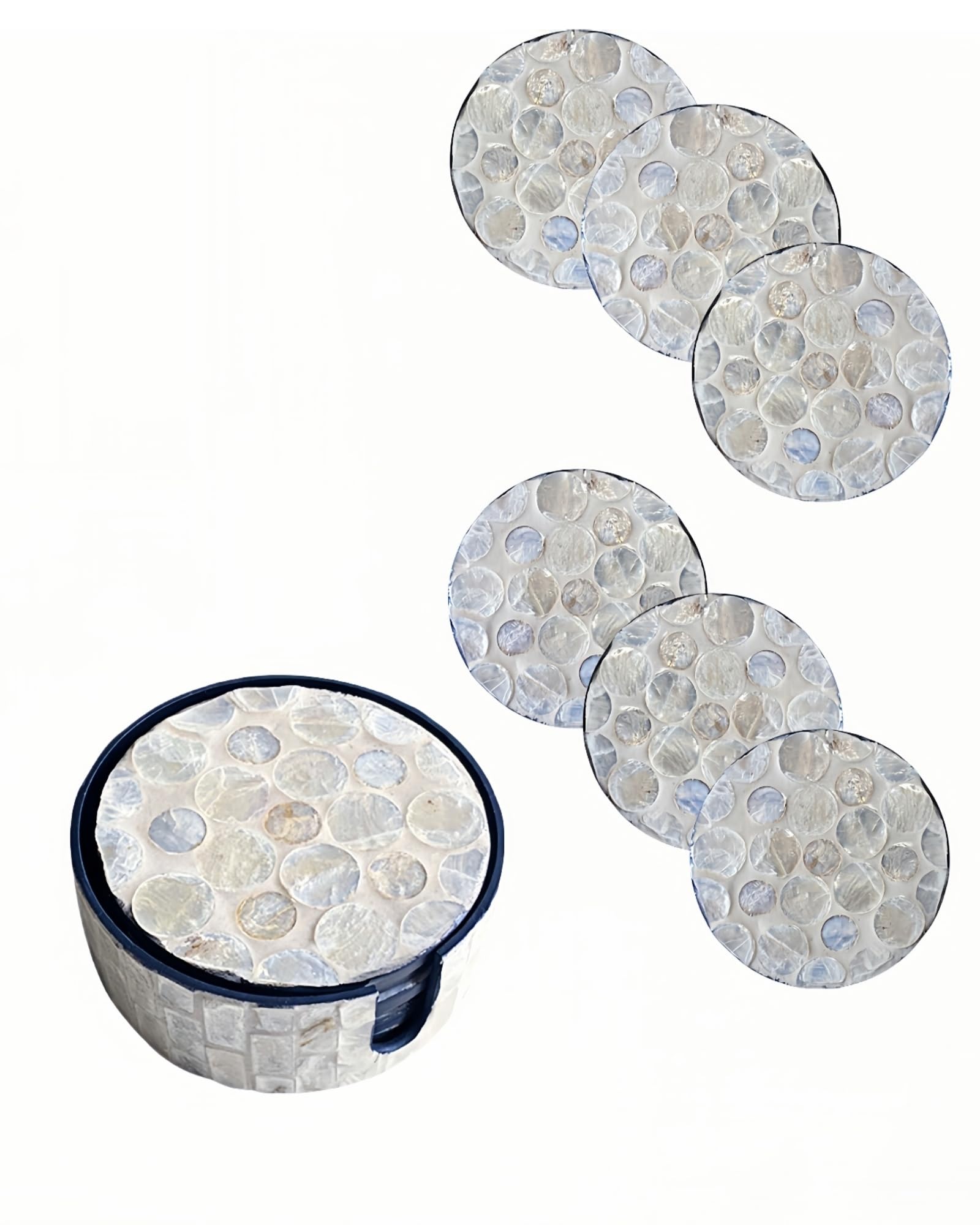 SACOLILI Shell Coaster Set of 6,Drink Coasters for Cocktails, Coffee, and Beer,Safe for All Cups