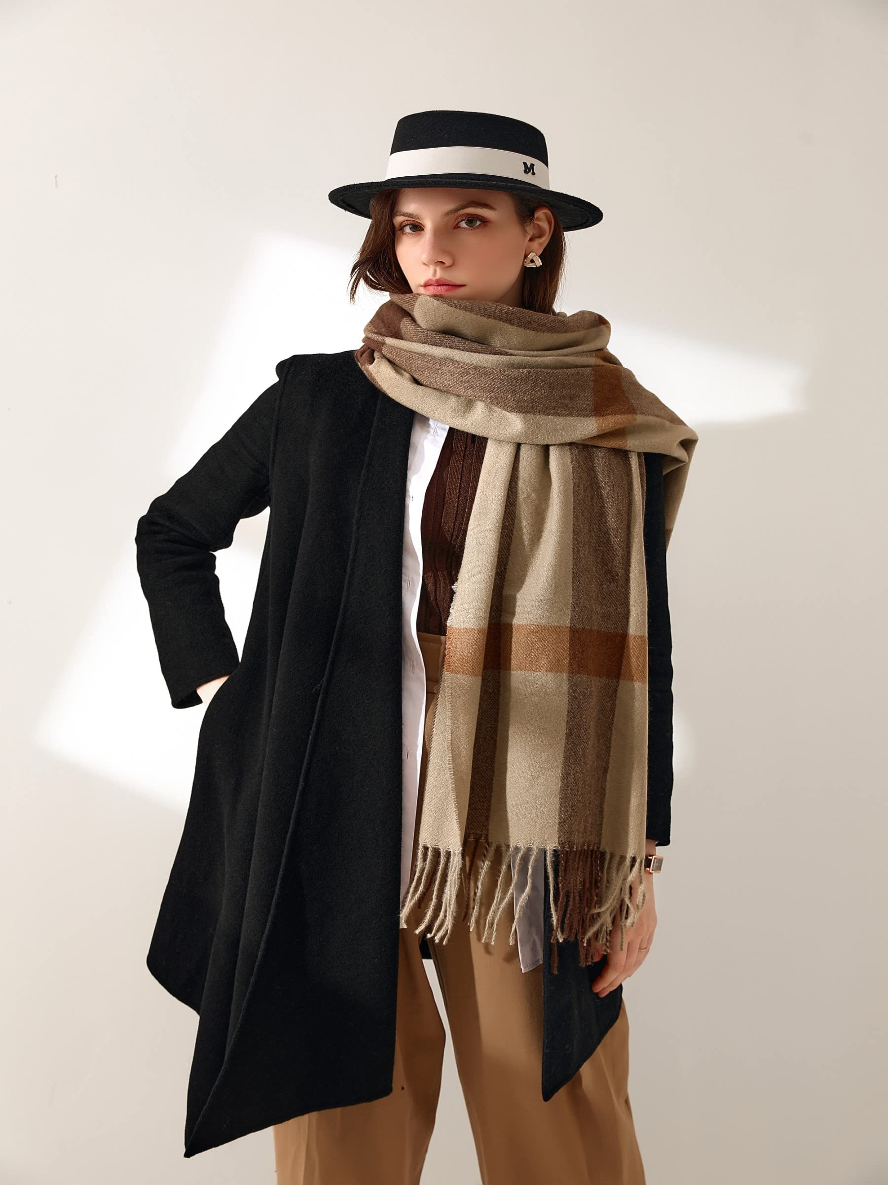 PCIQUTE Tartan Plaid Scarves for Women Winter,Long Scarves for Women with Fringe,Super Soft Scarf for Women Winter