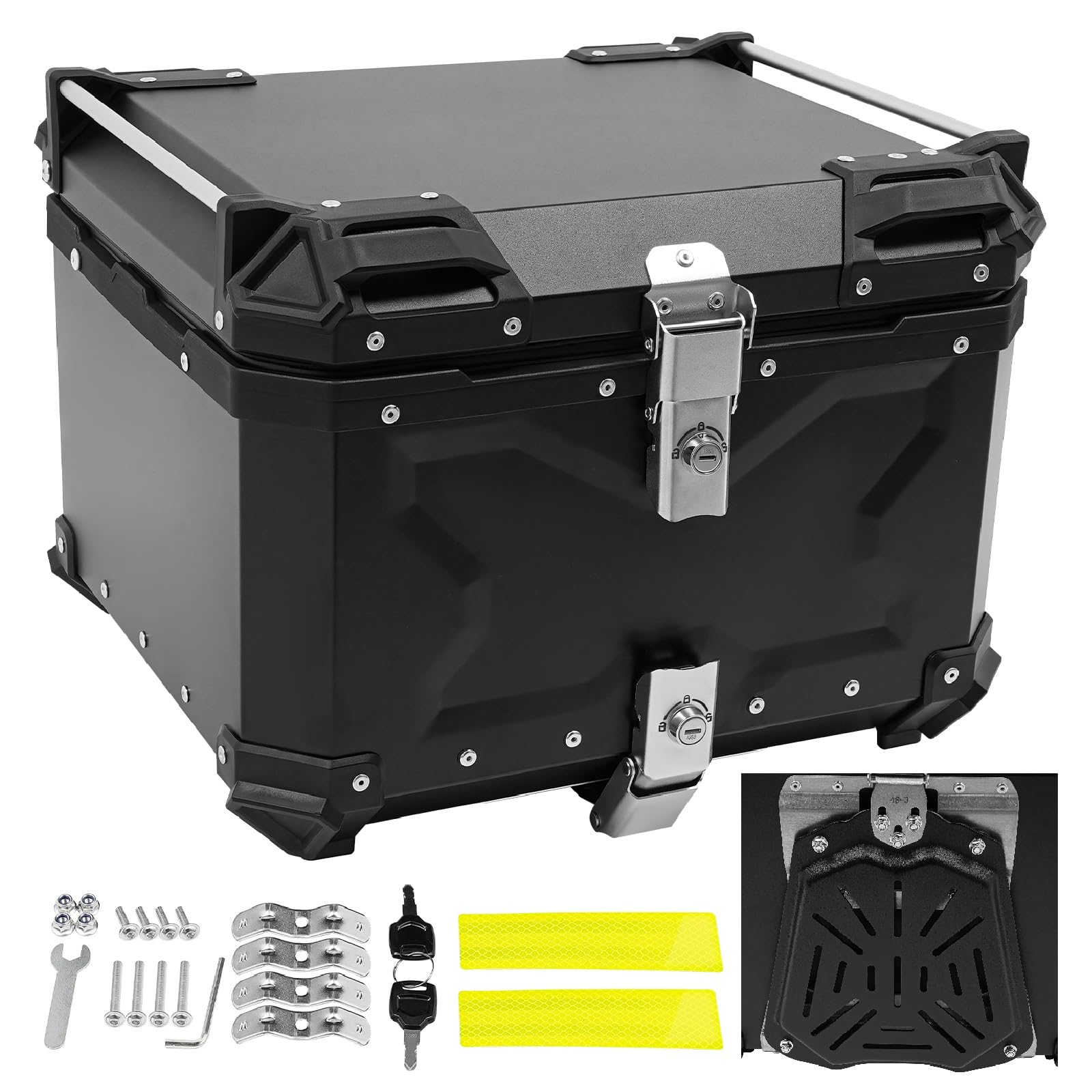 Pinelicorn 55L/14.4Gal Motorcycle Top Case, Waterproof Motorcycle Top Box with Security Lock, Universal Motorbike Tail Box Trunk Tour Storage Carrier