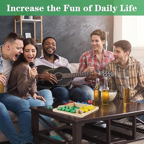 Miniatura 6 de Shut The Box - Juego de dados para 2 a 4 jugadores, juego de mesa de madera con 8 dados, versión clásica de mesa, juegos familiares para adultos y