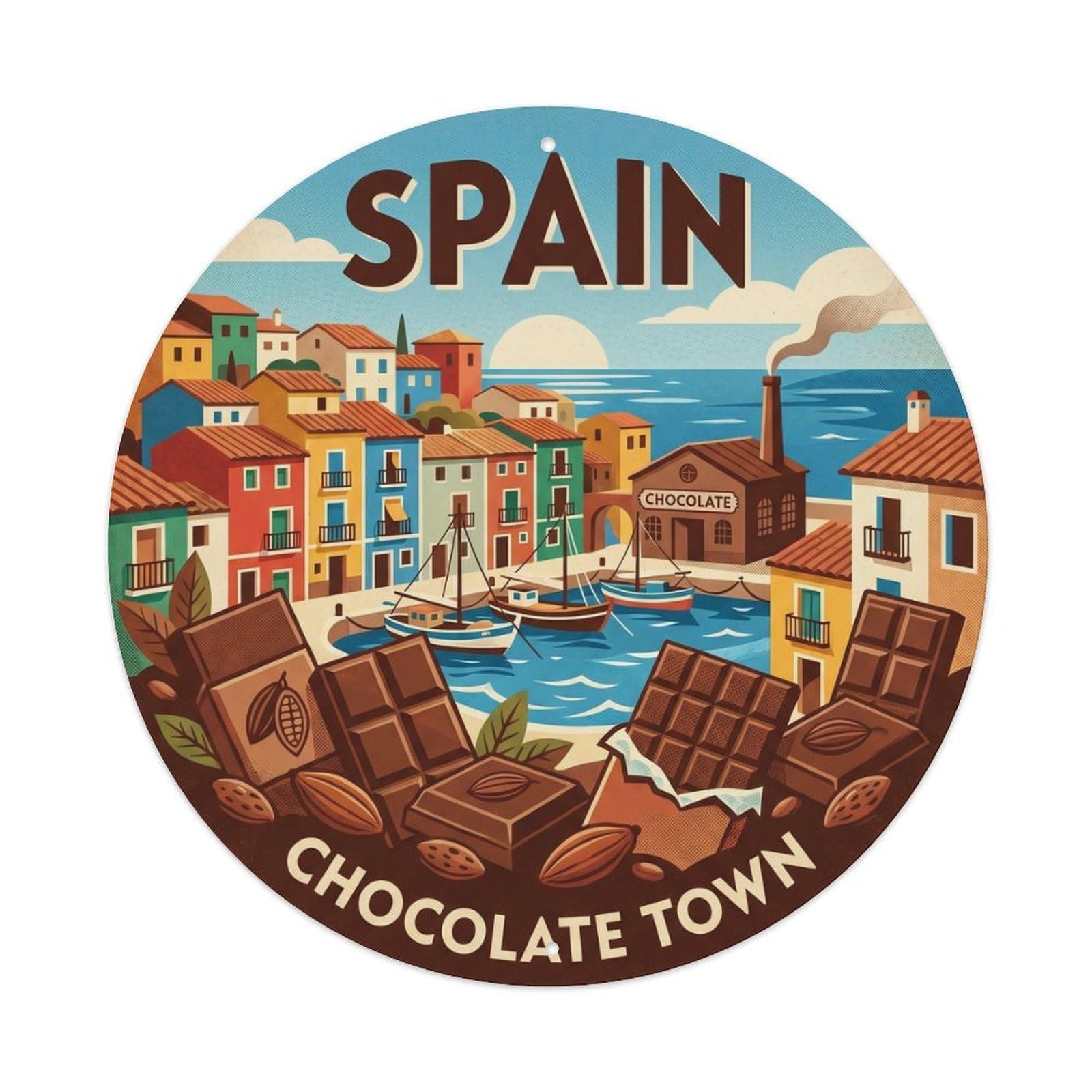 Alicante Villajoyosa Chocolate Spain Landmark Travel Metal Tin Sign