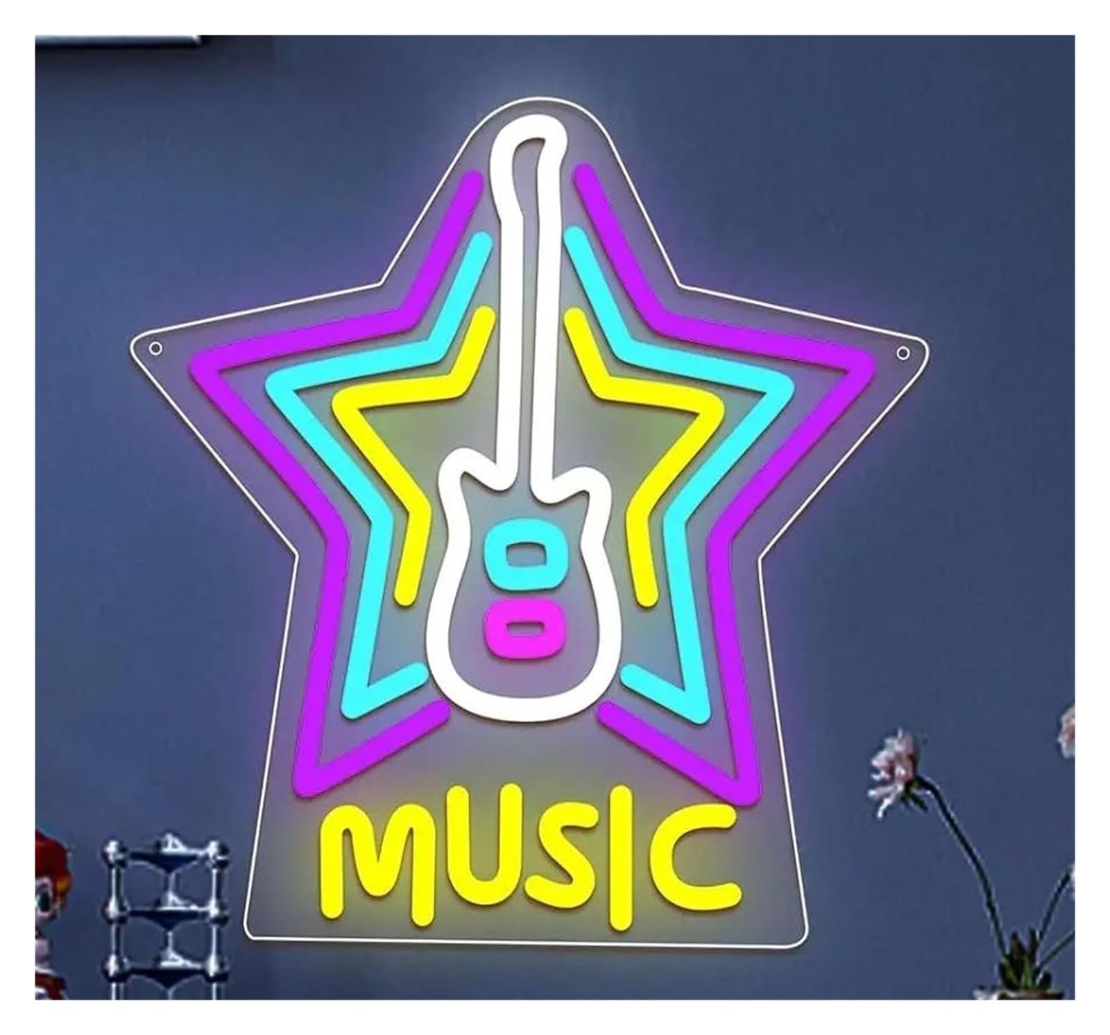 Decoración Lámparas Luces De Neón De Guitarra Para Música, Bar, Pub, Estudio, Concierto, Cueva De Hombre, Decoración De Sala De Juegos 44x42.5cm