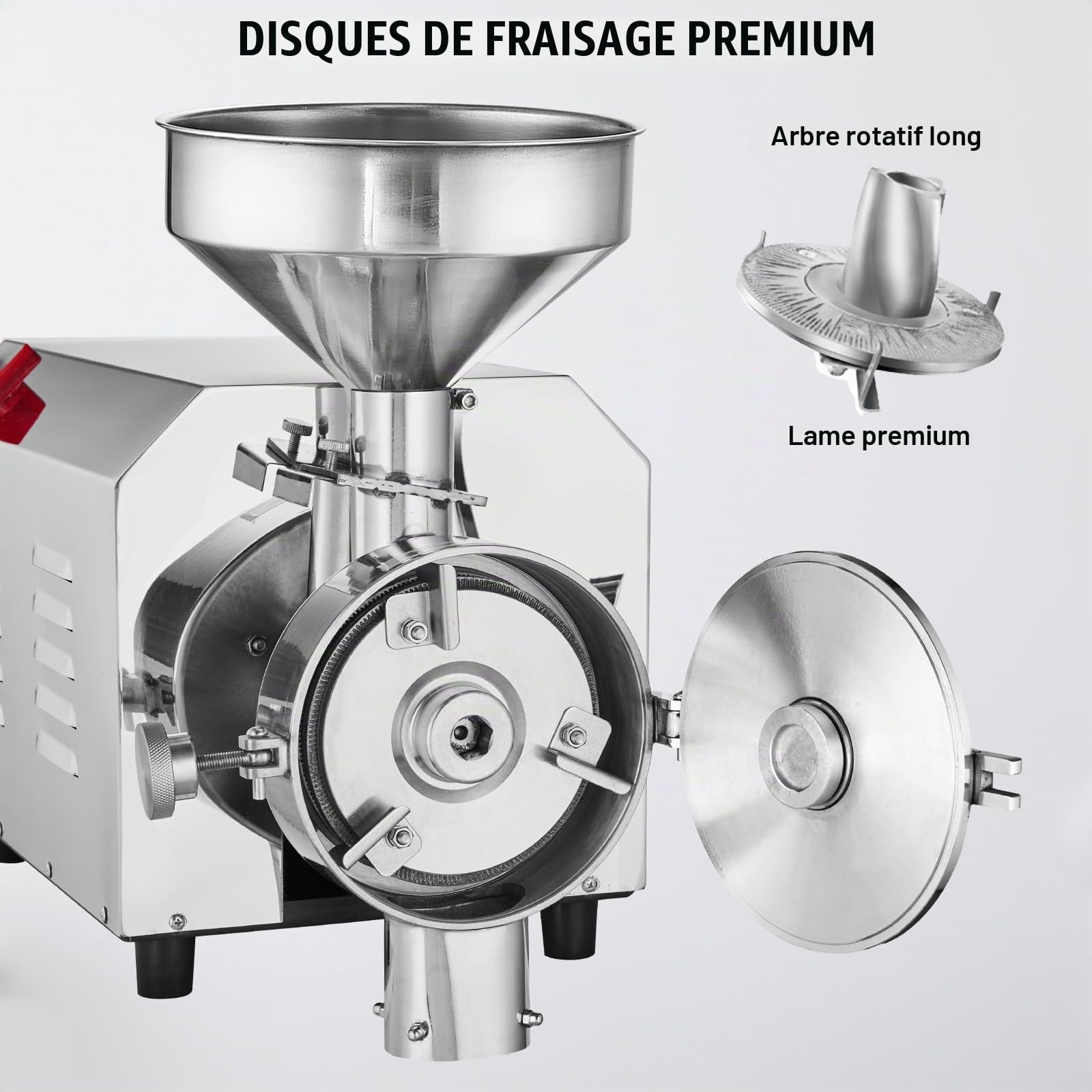 VEVOR Moulin à Grains Électrique pour Soja, Broyeur à Épices Commercial 3000 W Haute Vitesse, Moulin à Farine 100 kg/h, en Acier Inoxydable, pour Moudre Rapidement Épices Herbes Poivres Maïs Arachides