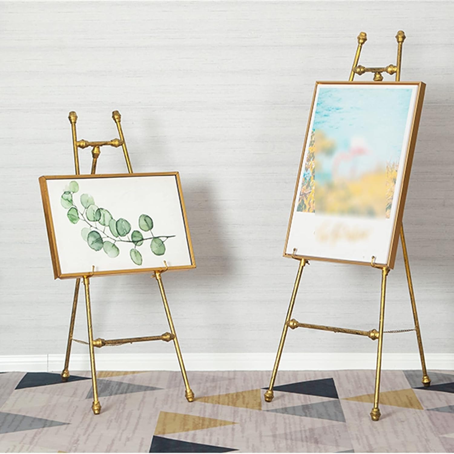 Chevalet d'art Portable et réglable en Fer - Support Pliable en métal de 120 cm pour Croquis, Peinture, Photos et Affiches en extérieur - Idéal pour Les Artistes et Les Adultes, Finition dor