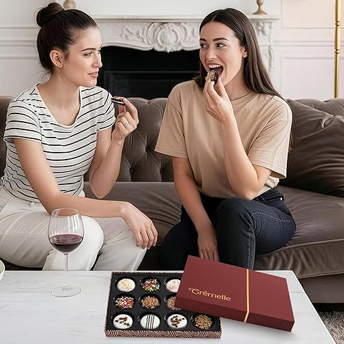 Miniatura 5 de Cremelle Caja de regalo de galletas gourmet, 12 piezas de galletas de regalo de alimentos, caja de regalo ideal para amigos, colegas y seres