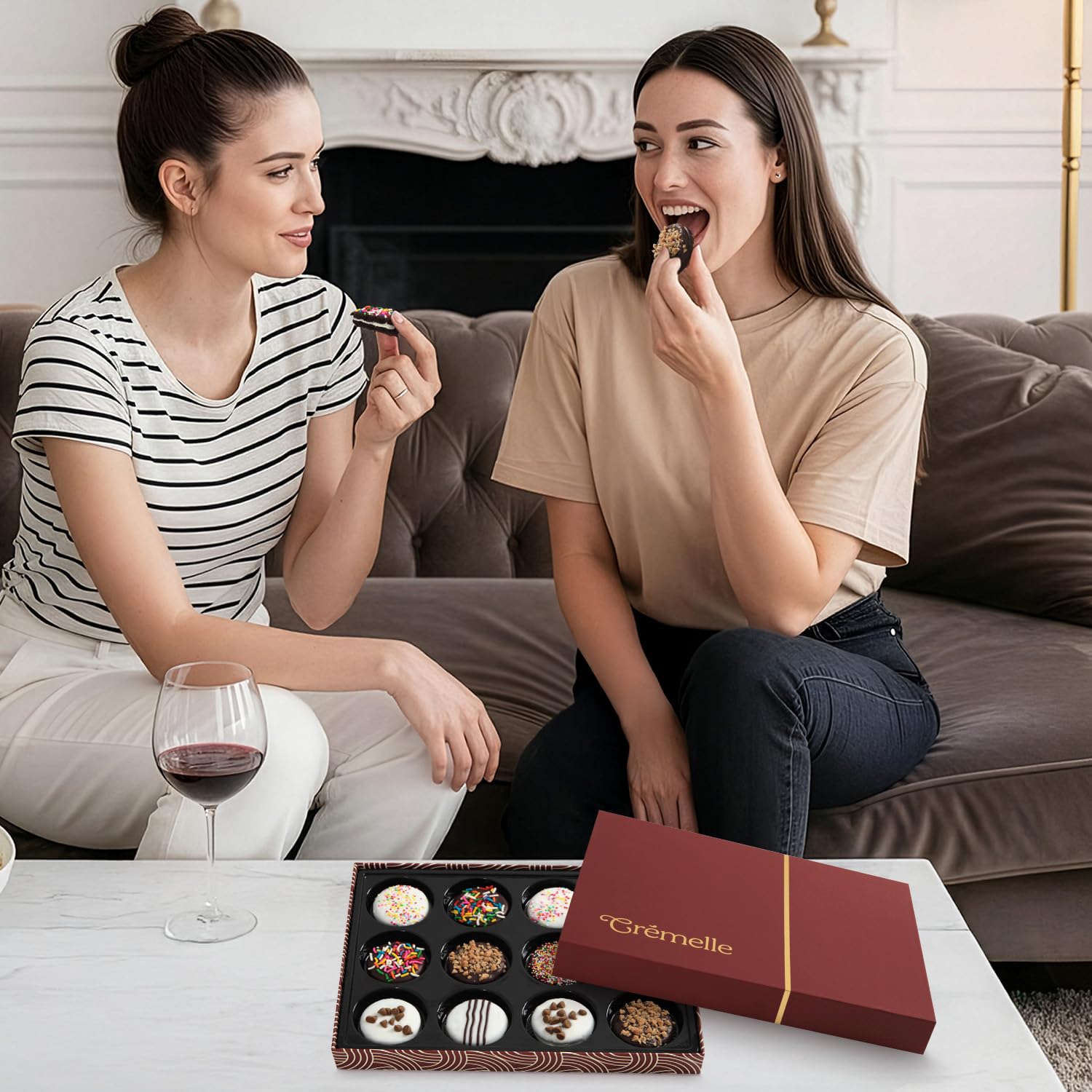 Cremelle Gourmet Cookies Gift Box, 12 Pieces of Food Gifts Cookies, Ideal Mothers Day Chocolate Candy Gift Box for Friends, Colleagues and Loved Ones, Perfect Fancy Cookie for Holidays and Celebrations