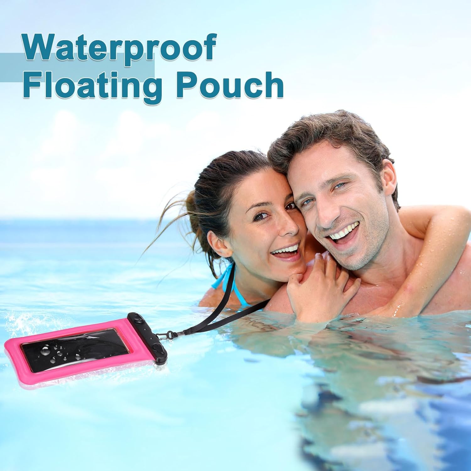 PATIKIL 6Pcs Waterproof Phone Pouch Floating No Sink Universal Cellphone Dry Bag Waterproof Phone Case for Kayaking Beach Swimming Hiking, Pink