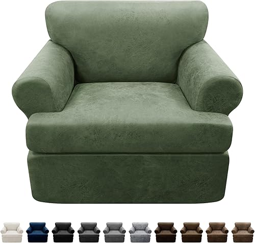 Miniatura 58 de Fundas para sillón con cojines en forma de T de 2 piezas, apariencia de cuero, funda para sofá, funda para silla, protector elástico para muebles,