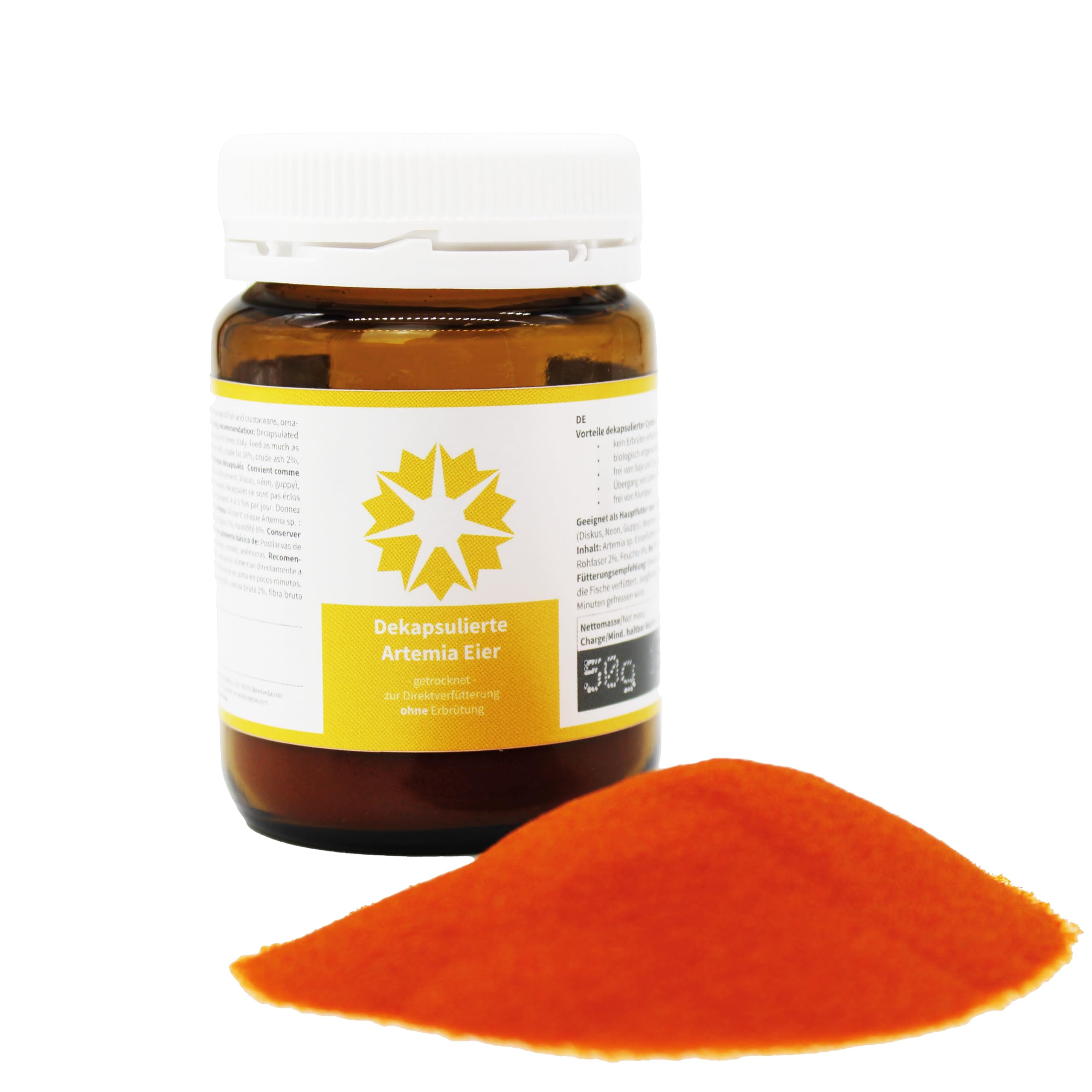 Artemia - Huevos descapsulados para alimentación directa para peces ornamentales, disco, chichlidos, cangrejos, camarones, mejillones, corales, anémonas (60 g)