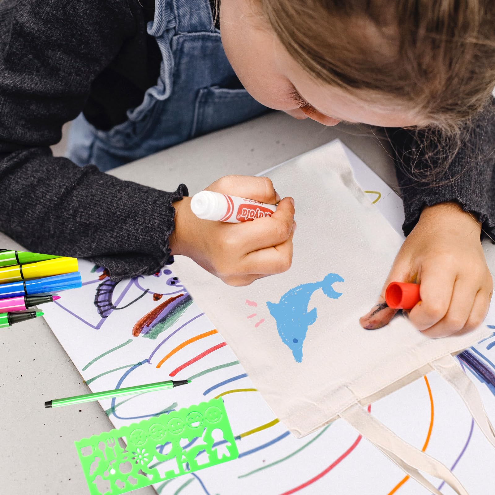 8 pezzi borsa da 'dipingere' e 12 matite graffiti, perfetto per sacchetti da dipingere, compleanno dei bambini, set fai da te