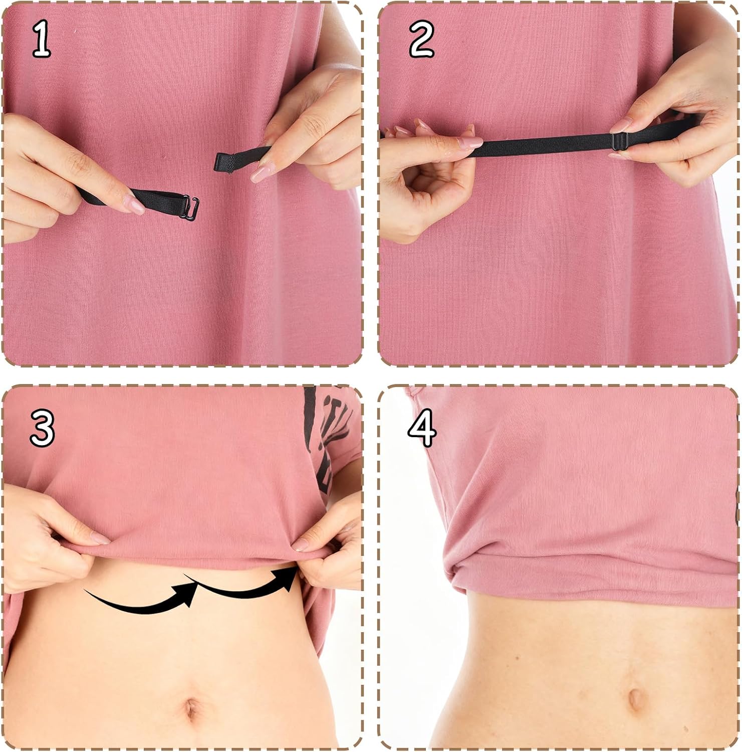 2 PCS Adjustable Crop Top Band Shirt Tuck Band Women Stretchy Invisible Crop Top Bands Waist Belt for Sweaters Tucking Shirts (Black White) - Image 3