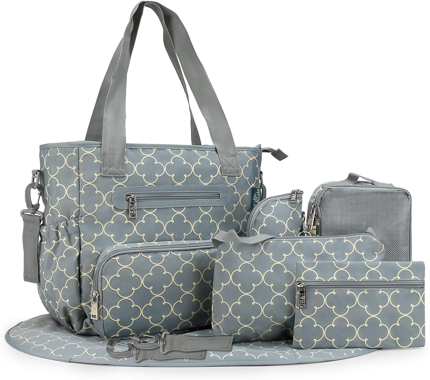 7pcs Diaper Bag Tote Set,Multifunction Baby Nappy Changing Bag Shoulder Handbag Travel Mommy Bag with Bottle Bag