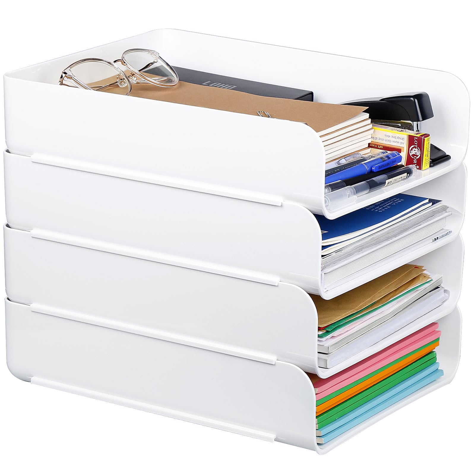 Stackable White Paper Trays Holder - Purilit design Desktop Racks for ...