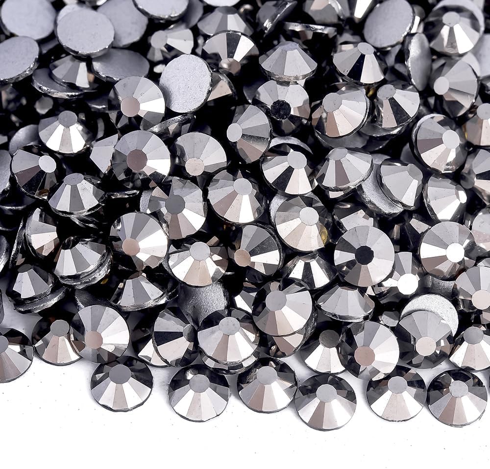 Glass Rhinestones Flatback for Phone Case Glue Fix Hematite SS50 144pcs