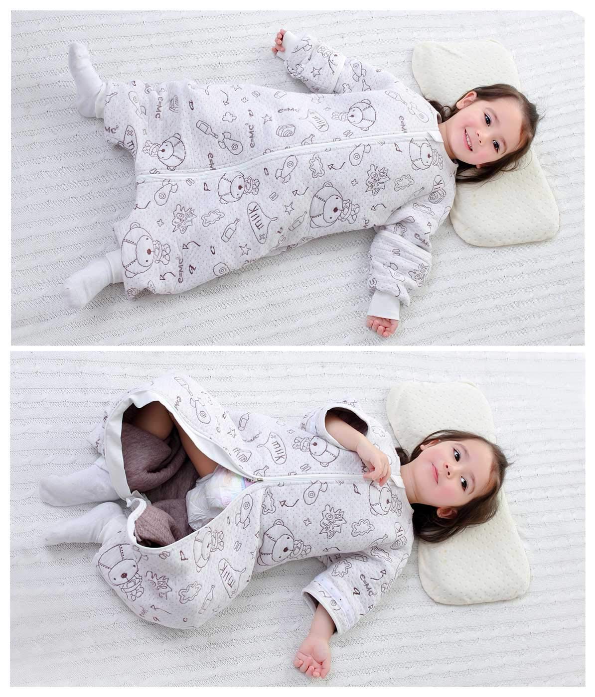 Happy Cherry - Mamelucos Enteros de Algodón para Bebé con Estampado Lindo Pijamas Transpible para Chicos con Estampado Lindo Caliente Invierno Otoño 1-2.5Tog - 3-5 Años