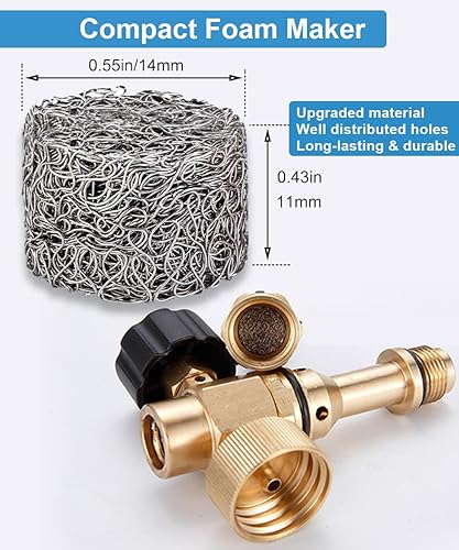Miniatura 10 de Orificio de 0.043 in para cañón de espuma, cañón de espuma universal de orificio 1.1 para lanza de espuma de nieve, cañones de espuma de latón,