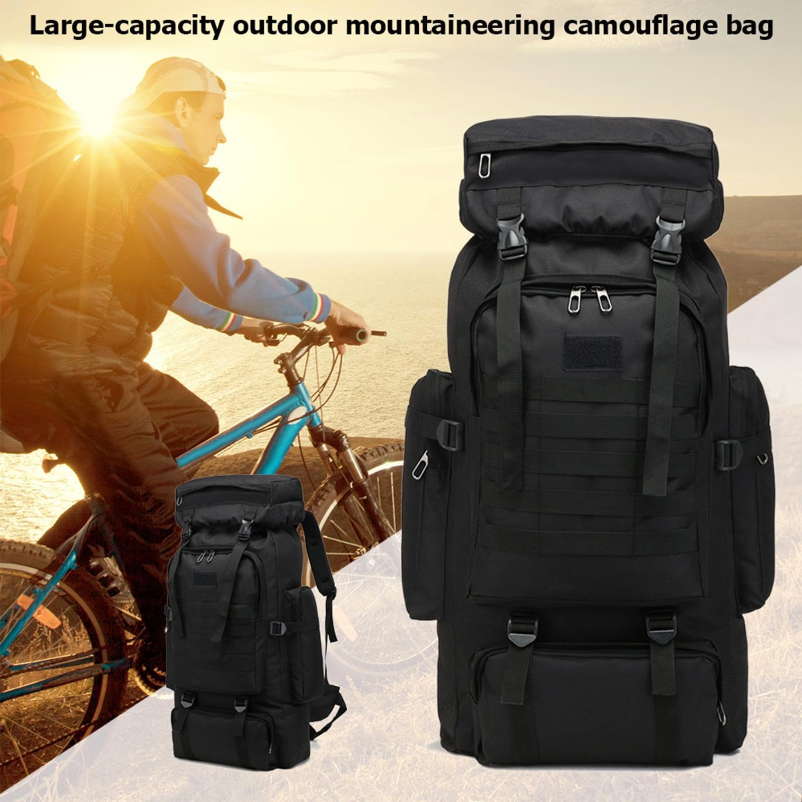 Sac à dos militaire tactique 80 L, sac à dos imperméable et résistant pour toutes les aventures en tout terrain, grand sac de transport de matériel de survie pour le camping et les expéditions