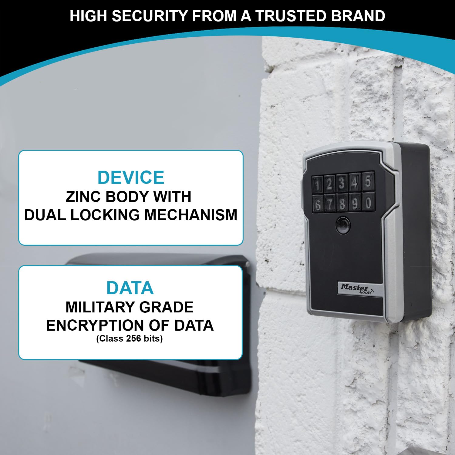 Master Lock 5441EURENT sejf na klucze dla przedsiębiorstwa i przemysłu [montaż na ścianie] [Bluetooth lub kombinacja], srebrny/czarny