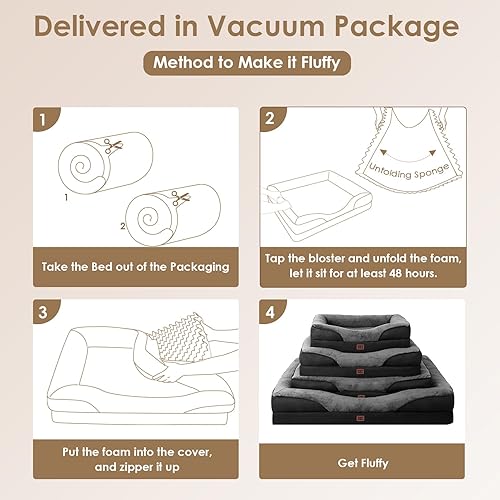 Miniatura 7 de EHEYCIGA Cama de espuma viscoelástica XL para perros de tamaño XL, sofá ortopédico extragrande para perros con lados y forro impermeable, sofá cama