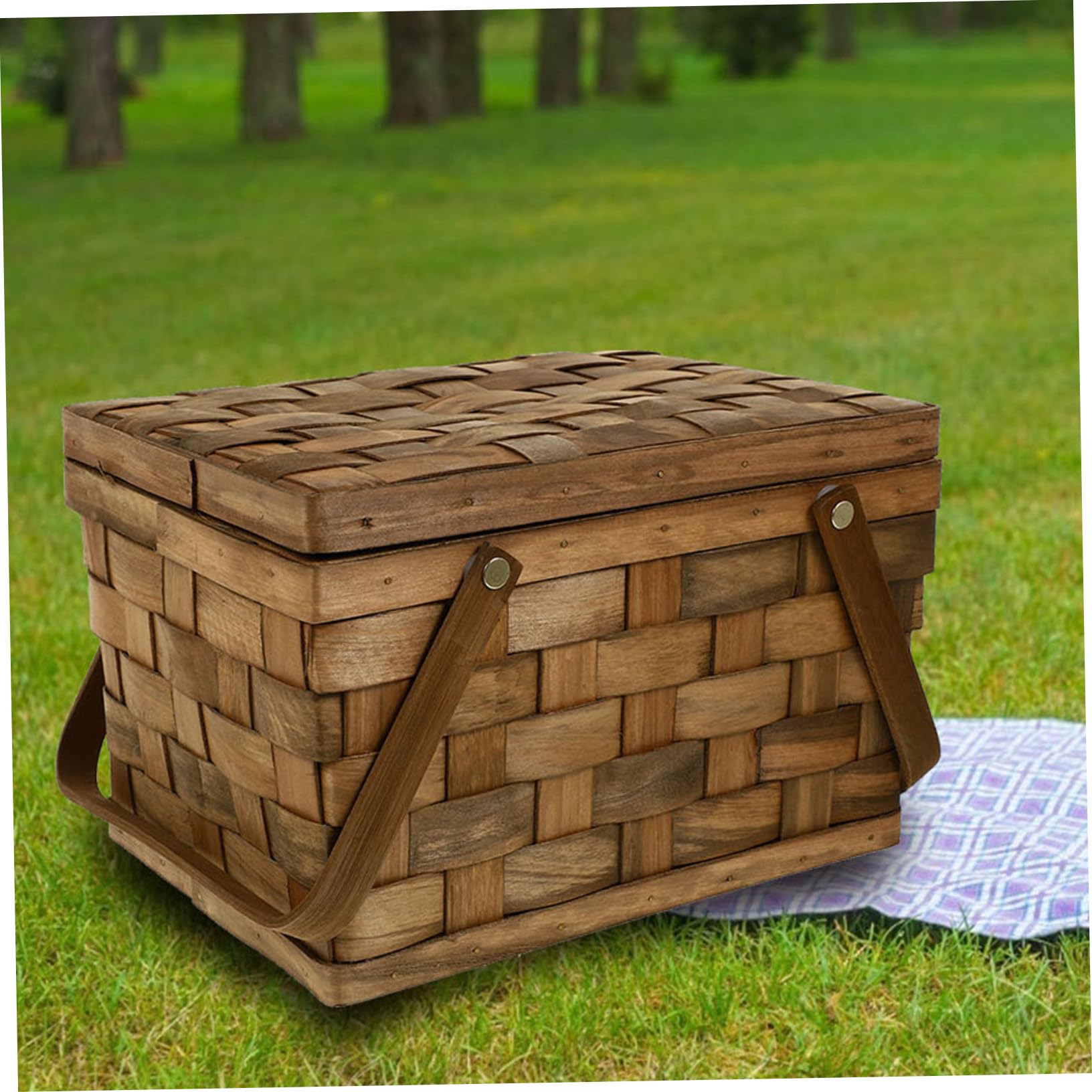 Panier en Couvercle avec Portatif Bois Pique-niques de Café