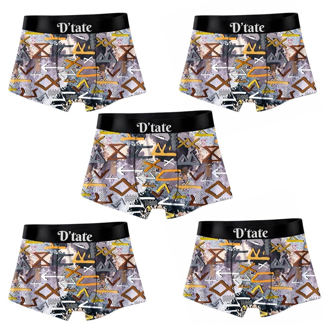 Men's Printed Boxer Briefs Soft Stretch Breathable Trunks Pack of 5-image-44