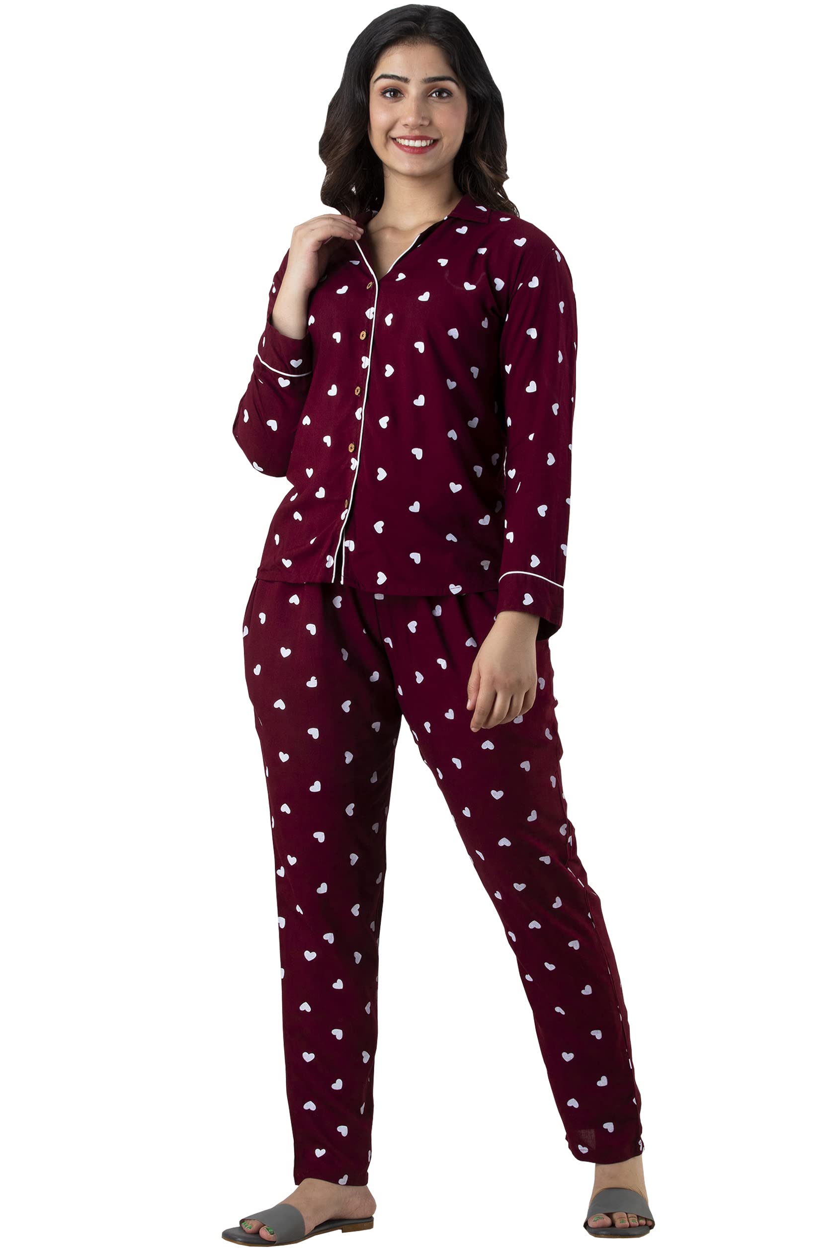 feranoid Women Full Sleeves Rayon Nightsuits