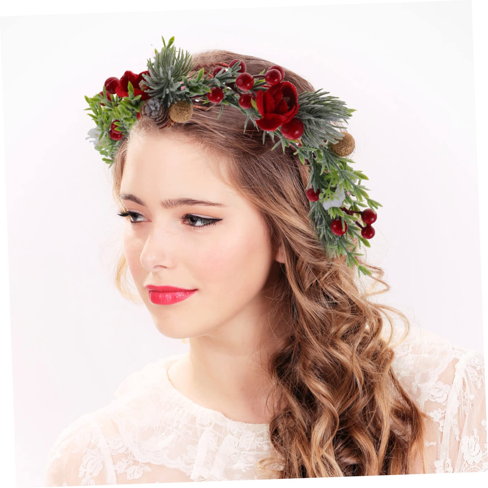 SHERCHPRY 5pezzi di Fiori Finta con Foglie per Donne Cerchietto Elegante per Matrimonio e Feste Accessorio Creativo per Sposa e Damigelle Decorazione per Eventi e Foto