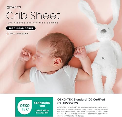 Miniatura 2 de TAFTS - Sábanas de bambú para cuna para niños y niñas, 100 % puro de viscosa orgánica, sábanas de bambú de 400 hilos, 1 unidad, bolsillo profundo de