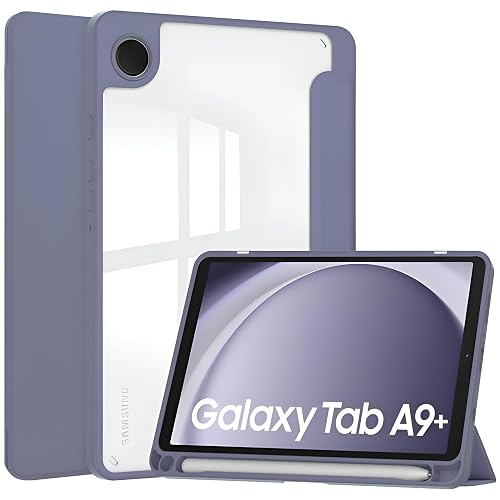ProElite Cover for Samsung Galaxy Tab A9 Plus 11 inch Cover Case, Smart Flip Case Cover for Samsung Galaxy Tab A9+ 11 inch with S Pen Holder, Lavender [Transparent Back]