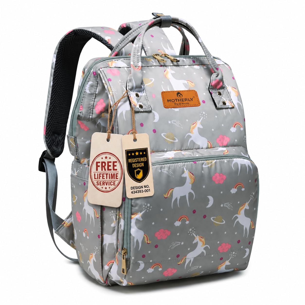 Motherly Elegant 24L Diaper Bag for Mothers for Travel, Maternity Bag for Newborn Baby, Mothers Travelling Bag, Multipocket Water Resistant Baby Bag, Hospital Bag for Moms with Warranty (Unicorn Gray)-image-26