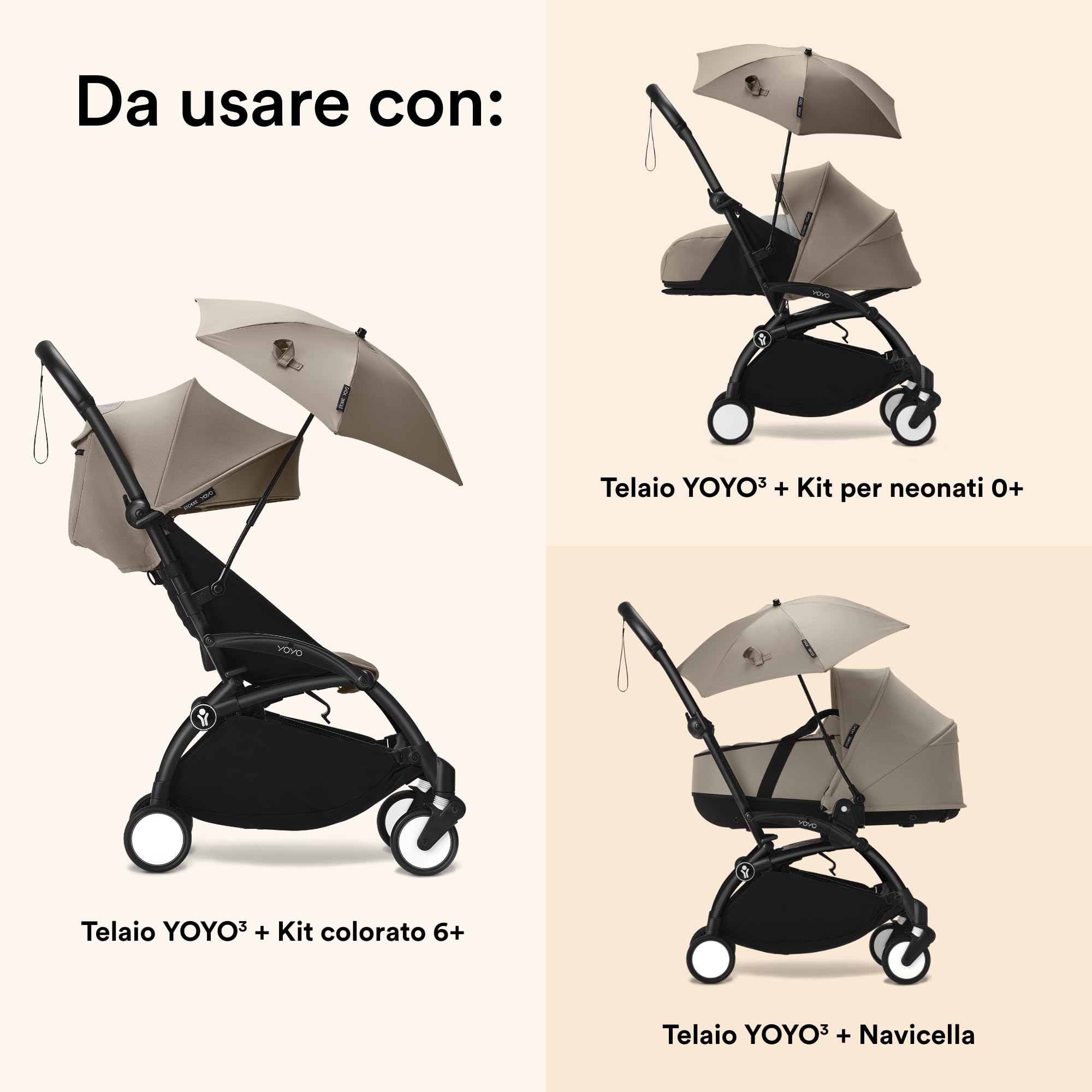 Parasole Stokke YOYO, Aqua - Protezione UPF 50+, opacità migliorata - Da utilizzare sul passeggino YOYO con 0+ Newborn Pack, Newborn Shell o 6+ Color Pack