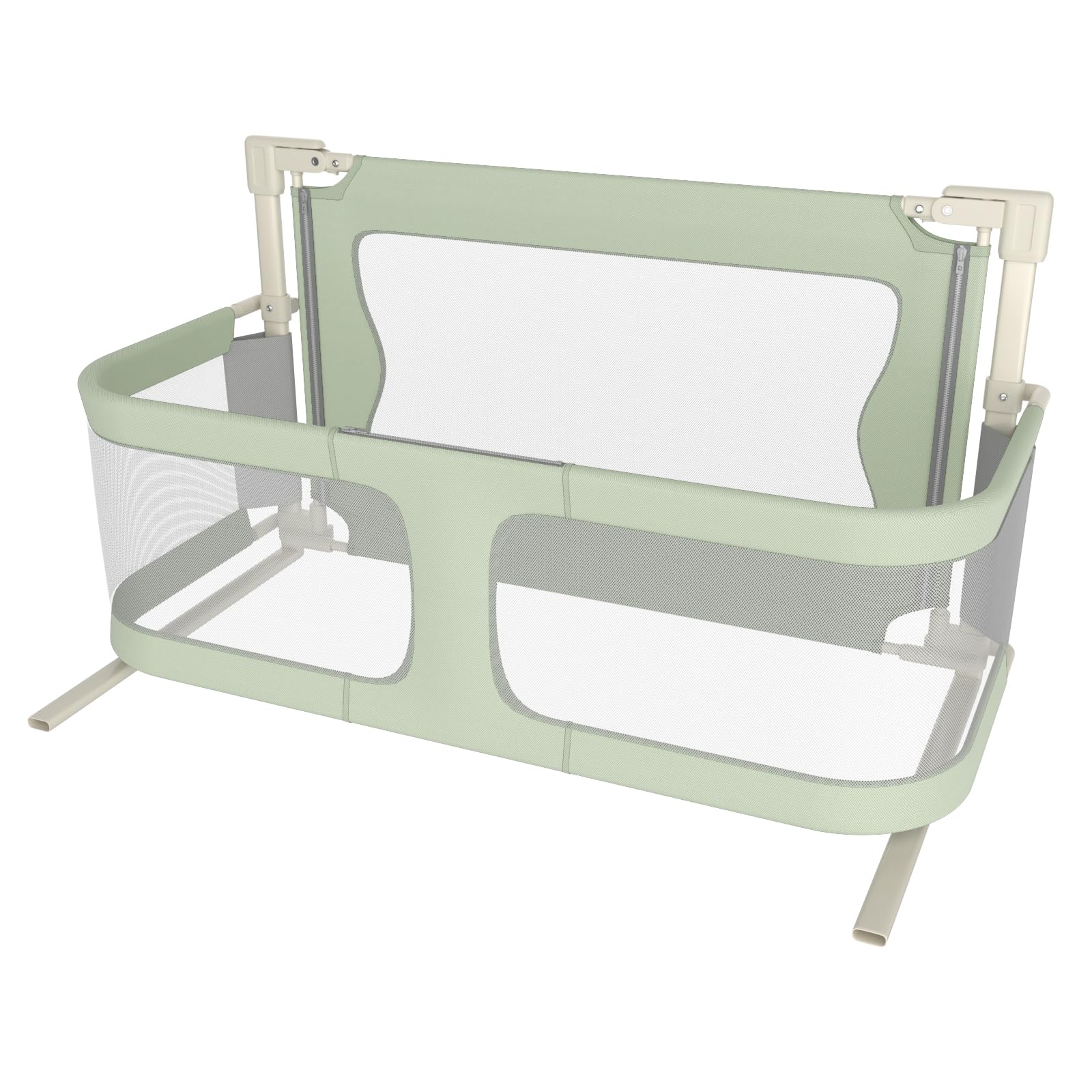 LANTUS Sponda Letto Bambini 2 in 1 Sbarra Letto Barriera Lettino o Cododo Lettino per Viaggi o Vacanze, Facile da Trasportare,120 * 50 * 105 cm (Verde menta)