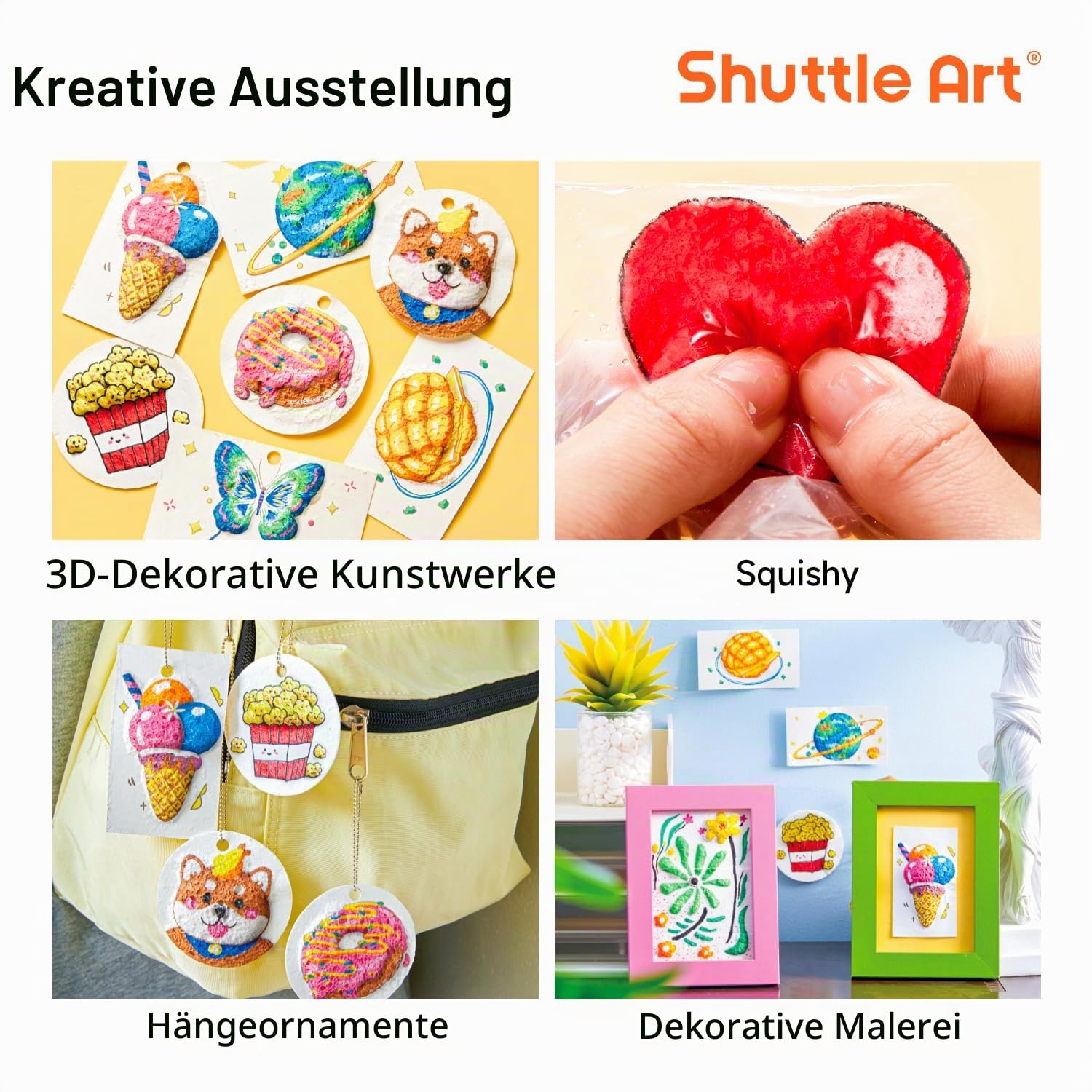 Shuttle Art 44 teiliges Magic Puffy Paint Set, Schaum Textur Malset für Kinder mit 28 Schaumstoff Textur Malpapier, 12 Acrylstifte wasserfest, 3d Schaumstoff Malset für Schaumtextur Malerei