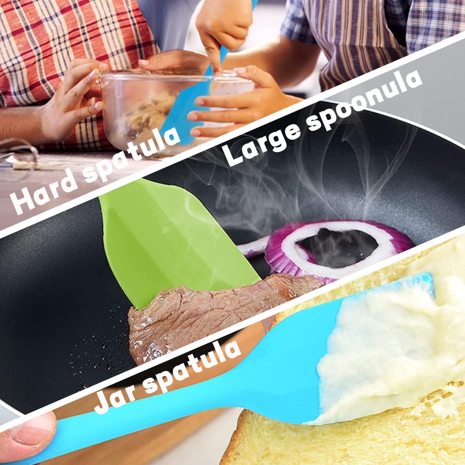 16 espátulas de silicona, espátulas pequeñas de 8.3 pulgadas, resistentes al calor, antiadherentes con núcleo de acero inoxidable para pasteles, crema, utensilios de cocina 3