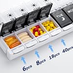 Weekly Pill Organizer 2 Times a Day Easy Fill Design, 7 Day Pill Box Am Pm with Push Button, Large Compartment Pill Container Medicine Organizer, Morning Night Pill Holder 14 Day for Fish Oil/Supplements