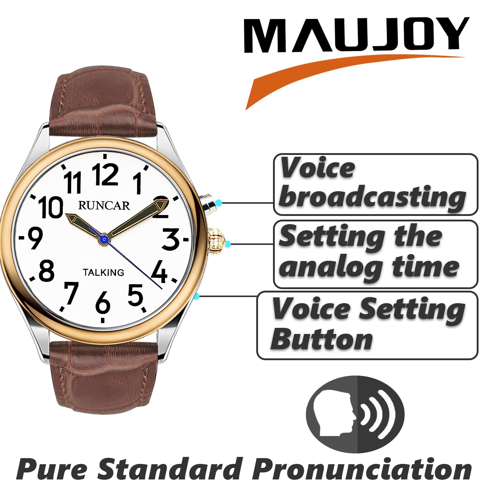 Reloj parlante en inglés americano que habla con hora clara y fuerte, fecha y hora de alarma, reloj parlante grande y claro para hombres mayores, personas con discapacidad visual o ciegas