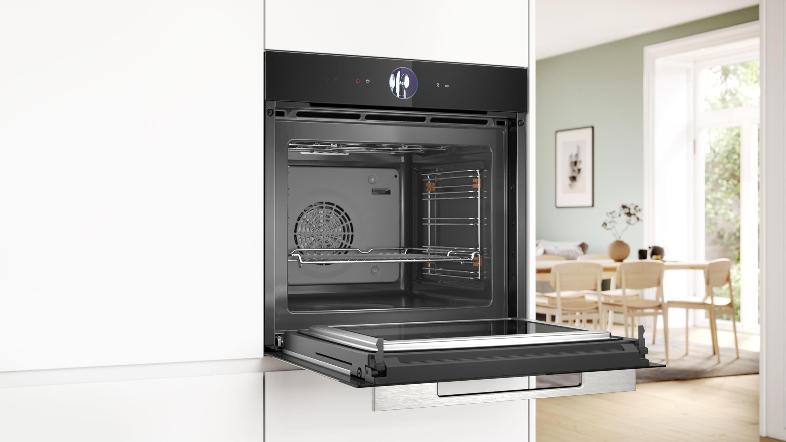 Bosch HMG7361B1, Forno combinato con microonde smart da incasso, Funzione Airfry, Chiusura ammortizzata della porta, Display TFT Touch Plus, Nero, 60 cm.