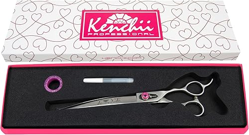 Kenchii Tijeras de aseo para perros  Tijeras de 8 pulgadas  Tijeras curvas para el aseo de perros  Tijeras para perros  Tijeras para perros