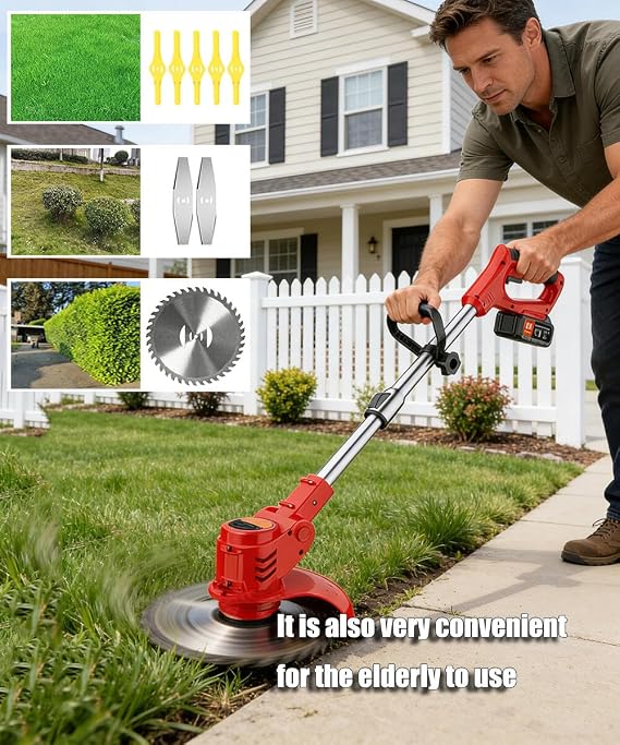 Electric Weed Wacker Cordless 21V Cordless Weed Wacker with 5,000 RPM and 550W Motor Battery Weed Wacker with 2 Batteries 2.0Ah the Perfect Partner for Garden and Lawn Care