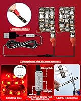 Vista 6 de Keiurot Led Lights for Scooter Night Riding Electric Scooter LED Strip Light Led Light Strips 5V Flashing Mode for Outdoor Rojo