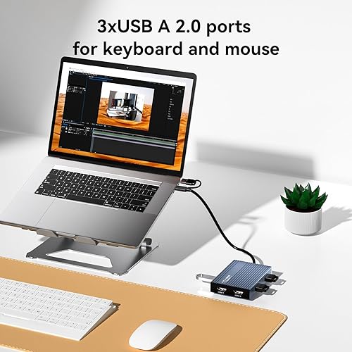 Miniatura 7 de ACASIS Adaptador USB C a Dual HDMI DisplayLink, 4K 60Hz, 2 puertos HDMI y 3 puertos USB-A, carga PD de 100 W, estación de acoplamiento USB C