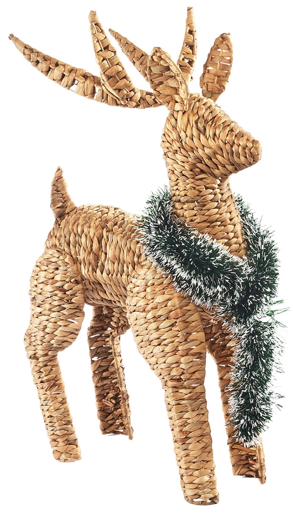 Kobolo Rentier Dekofigur Weihnachtsfigur Winter Wasserhyazinthe braun